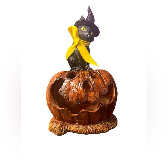Other - Cat On Pumpkin Light Up Halloween Decoration Color Changing Solar Powered Figure